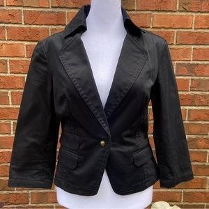 Black Fitted Blazer Brass/Gold Buttons Suit Jacket Women’s 6 Express